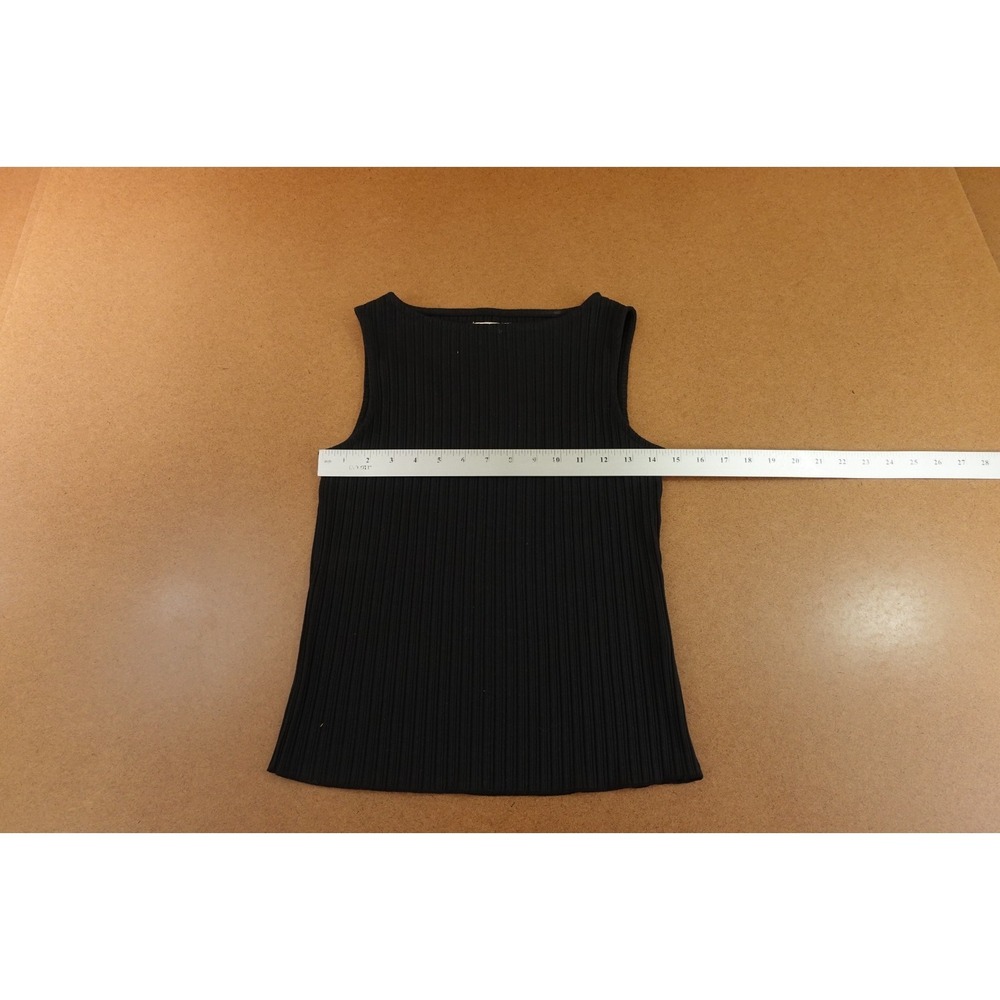 Madewell Womens X-Small True Black Knit Ribbed Wide Strap Boatneck Tank Top NWOT - Picture 6 of 10